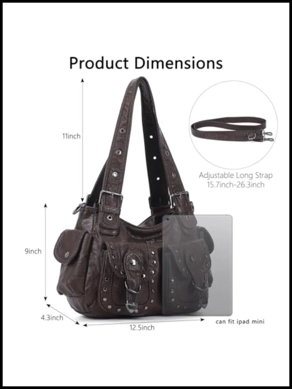 Y2K Hobo Bag for Women Vegan Leather Multi Pocket Shoulder Tote